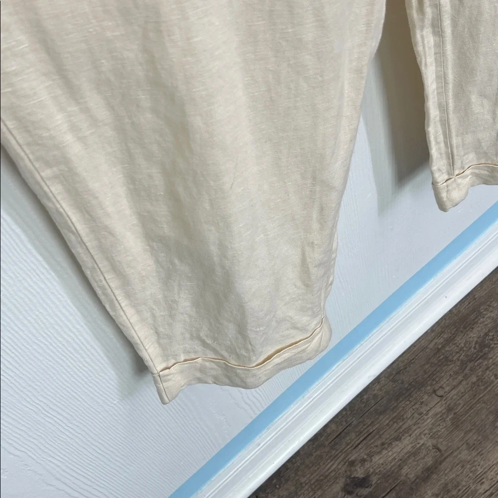 Madewell - Linen Blend Button Down Ivory Puff Short Sleeve Jumpsuit Size XL